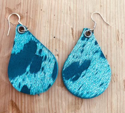 Turquoise Acid Washed Teardrop Earrings