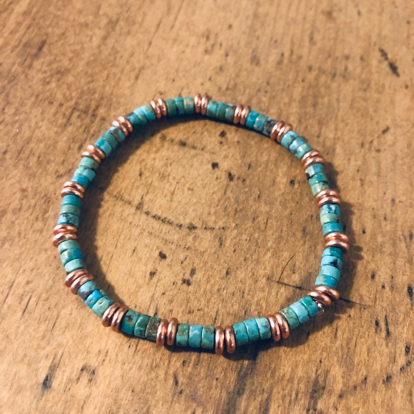 Green Turquoise and Copper Beaded Bracelet