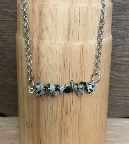 Dalmatian Jasper Bar Necklace