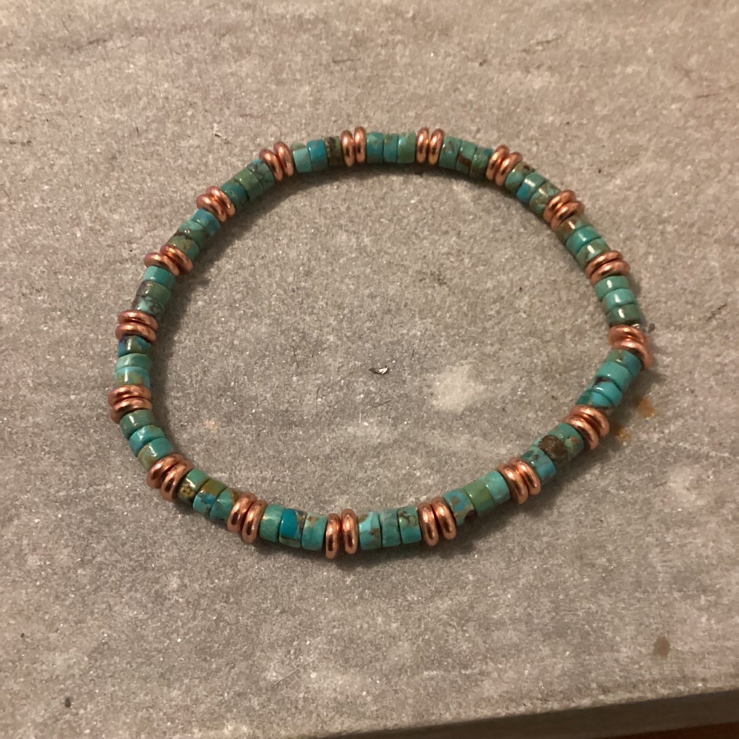 Green Turquoise and Copper Beaded Bracelet