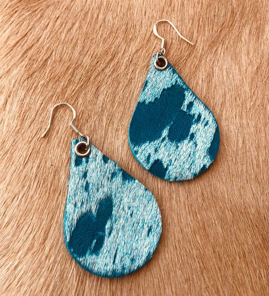 Turquoise Acid Washed Teardrop Earrings