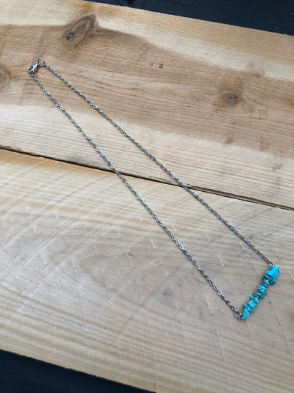 Turquoise Crushed Stone Bar Necklace